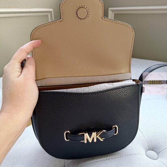 BRAND NEW Michael Kors Reed Small Pebbled Leather Crossbody Bag Black 35F3G6RC1T - Picture 8 of 13